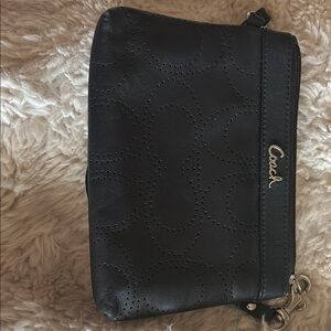 Coach Black Leather Wristlet Clutch